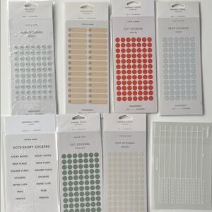 Cloth and Paper Dot Sticker Sets - Red, Green, Beige
